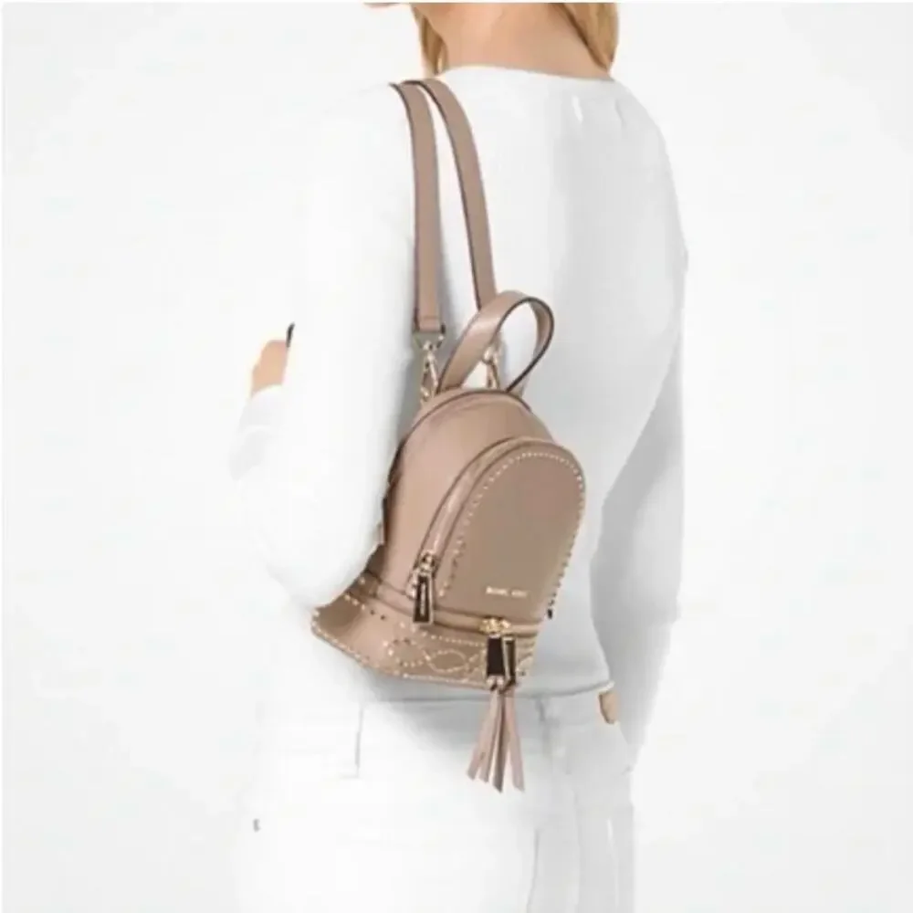 MK Michael Kors Rhea Mini Studded Backpack Pink Rose Gold